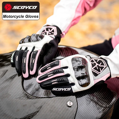 Imagen 2 del producto SCOYCO Guantes de Moto para hombre y mujer, Guantes de verano transpirables anticaída, Guantes para montar en Motocross, Guantes impermeables para Moto con pantalla táctil