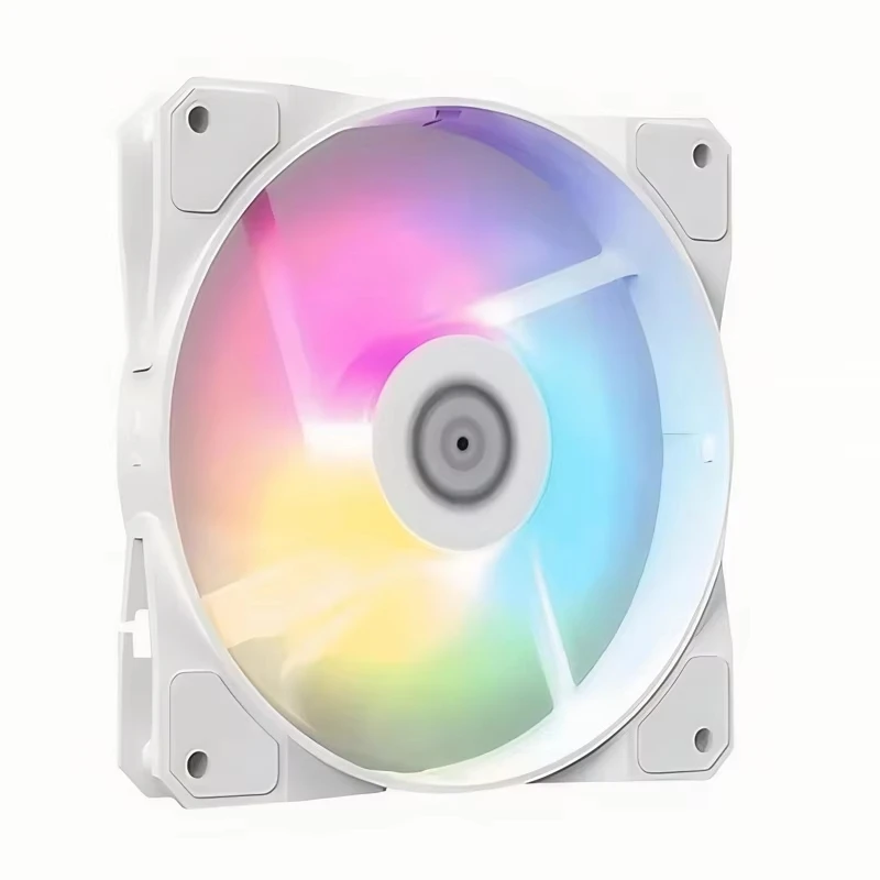 COOLCIRC 120mm RGB LED 12V PWM 4Pin 1100RPM Silent Cooling Fan for PC Case Water Cooling Gaming with Series Connectable Big Plug