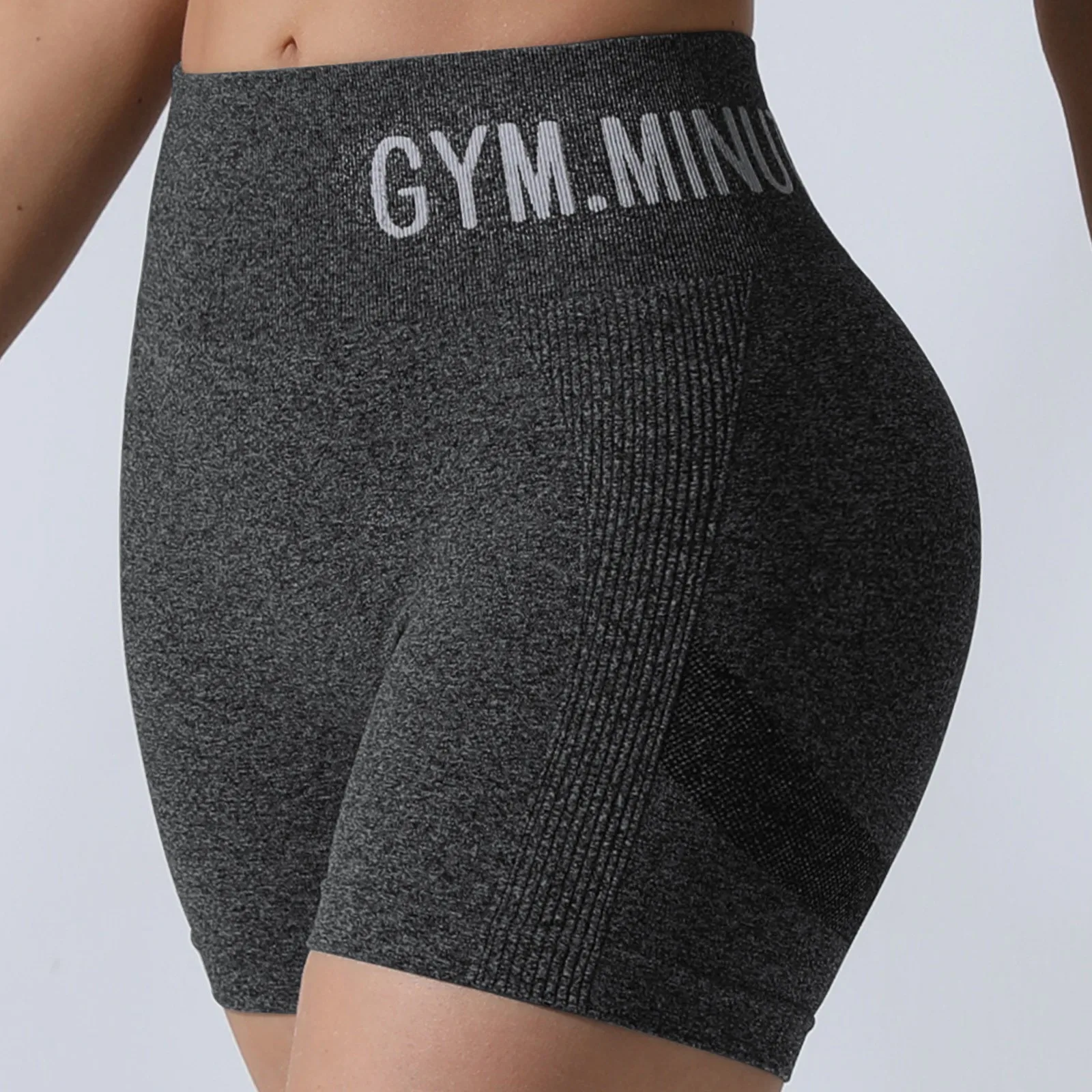 Nahtlose Yoga-Shorts für Damen, schmal geschnitten, hoch tailliert, elastisch, Hüftliftend, Sport-Shorts, Fitness-Shorts, gestrickte Leggings – Detail 14