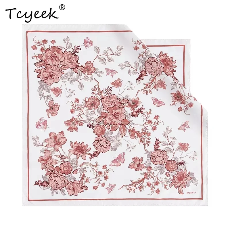 

Tcyeek, 100%Real Slik Elegant Kerchief, Women Double Sided Print, Gifts French Original Design OL Scarf, 2024 Summer A46267QC