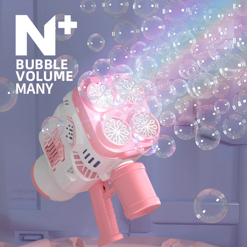 Automatic Bubble Gun Electric Soap Bubble Machine LED N-Hole Bubble Maker Blower Bubble Guns Toy Outdoor Game Wedding Party Gift