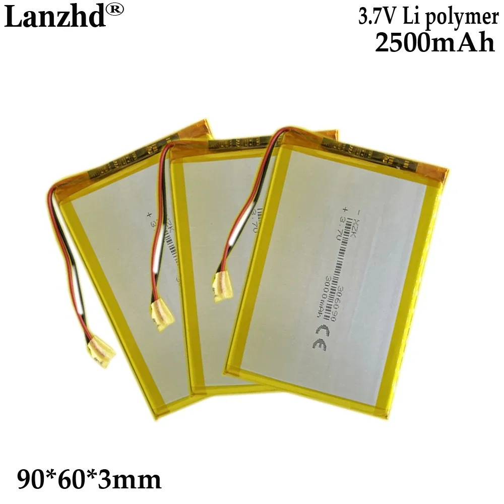 1-12 pces 3.7v li bateria de polímero de lítio para tablet computador banco de potência 3.7v célula de bateria 306090   2500mAh