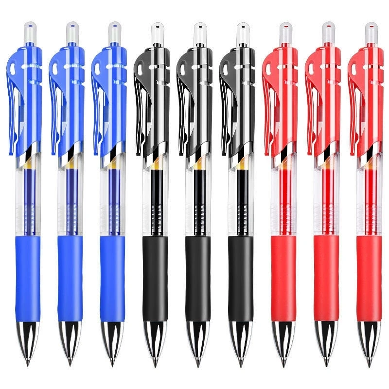 The Press Automatic Gel Pen 0.5mm Black Red Blue Ink Student Stationery School Office Supply Business Write Tool