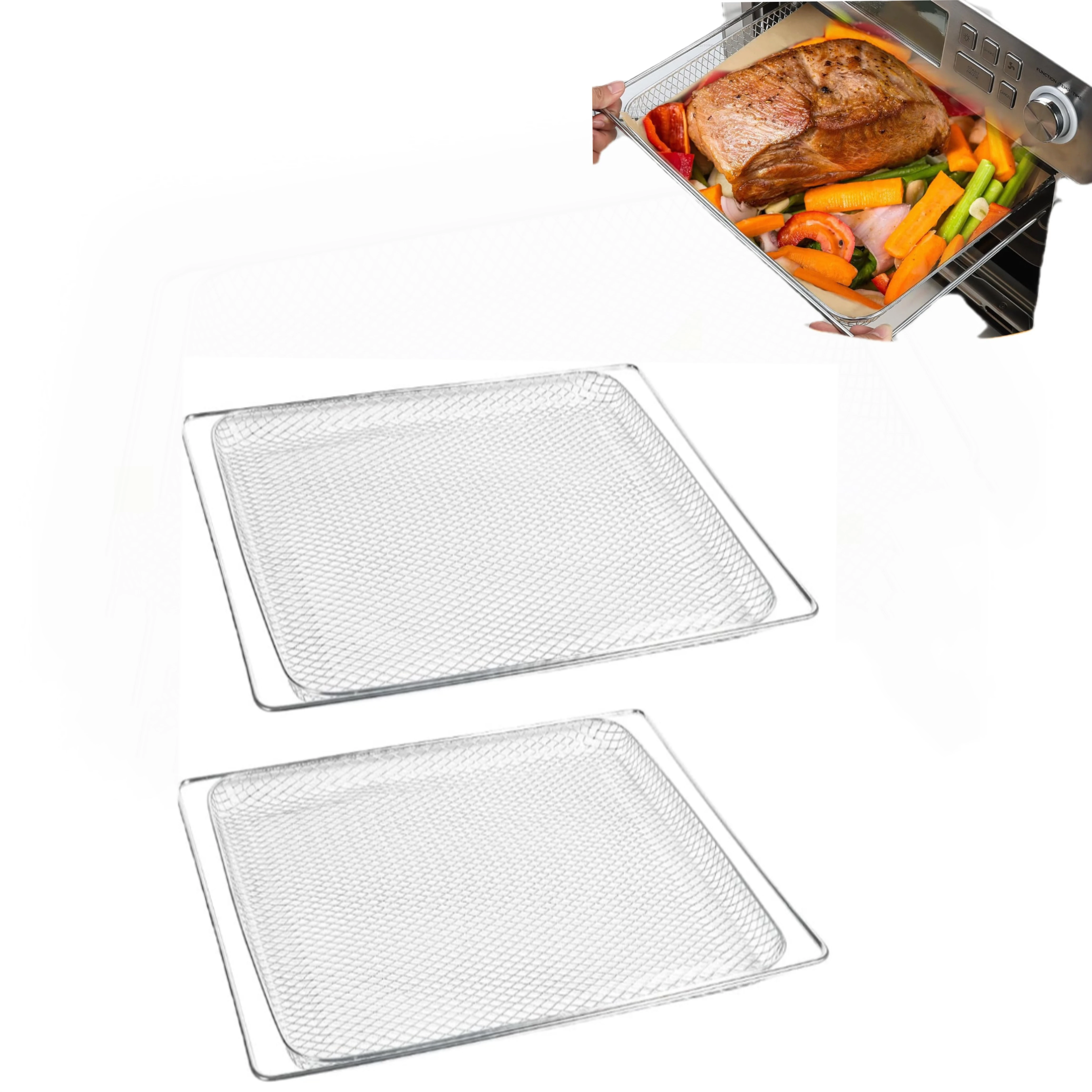 

Reusable baking tray, suitable for dehydrator herb drying mesh baskets. Mesh baskets are compatible with air fryer accessories.