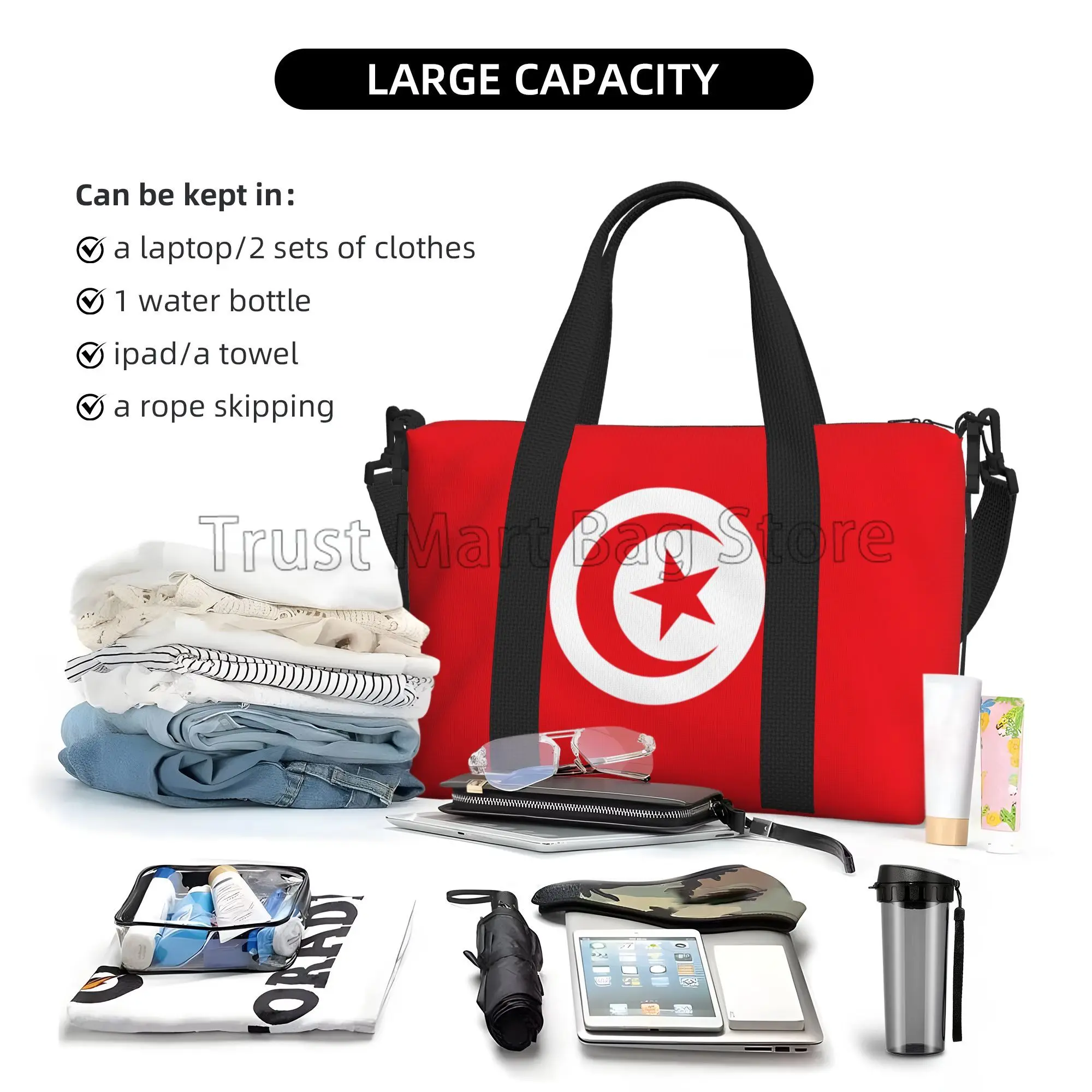 Bolsa de viaje con bandera de Marruecos, bolso de mano grande para llevar al hombro, impermeable, ideal para ir al gimnasio y hacer deporte, Unisex