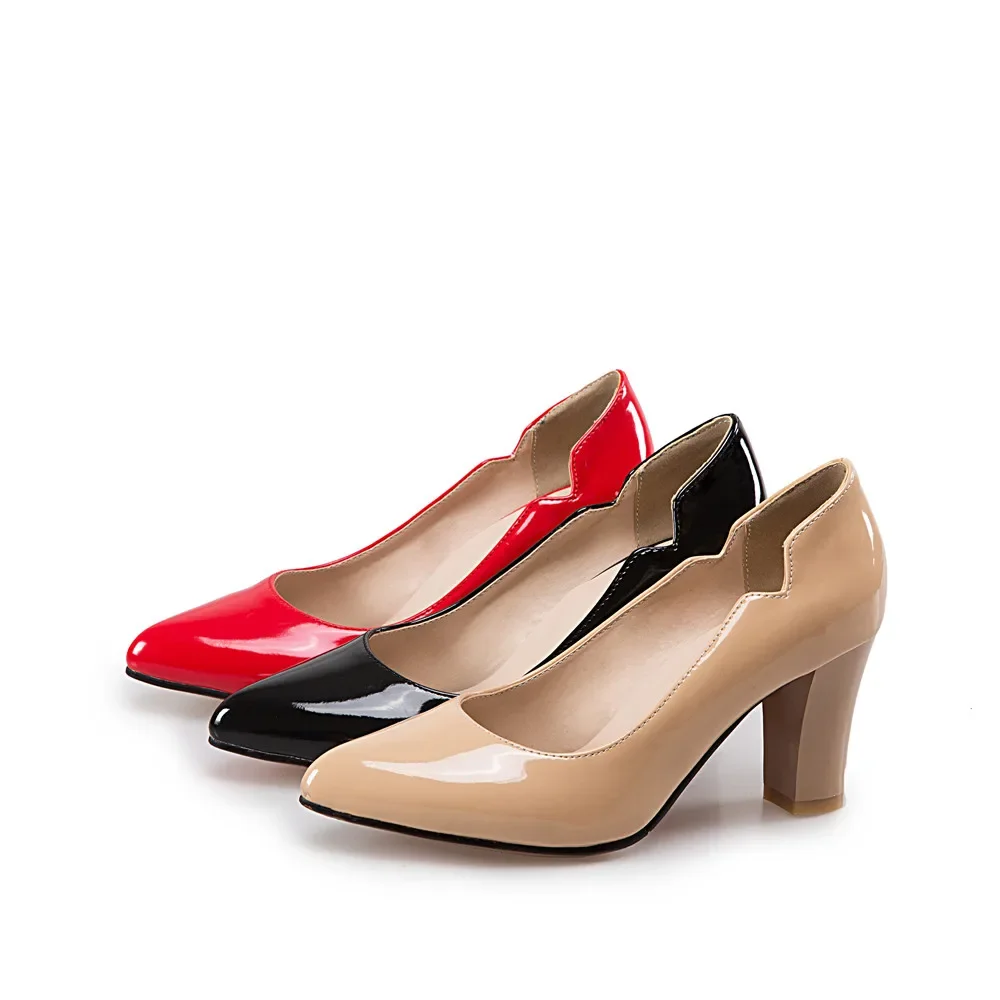 Brand New Glamour Black Red Women Glossy Nude Pumps Fashion High Heels Lady Wedding Shoes Plus Big Small Size 31 43 45 47