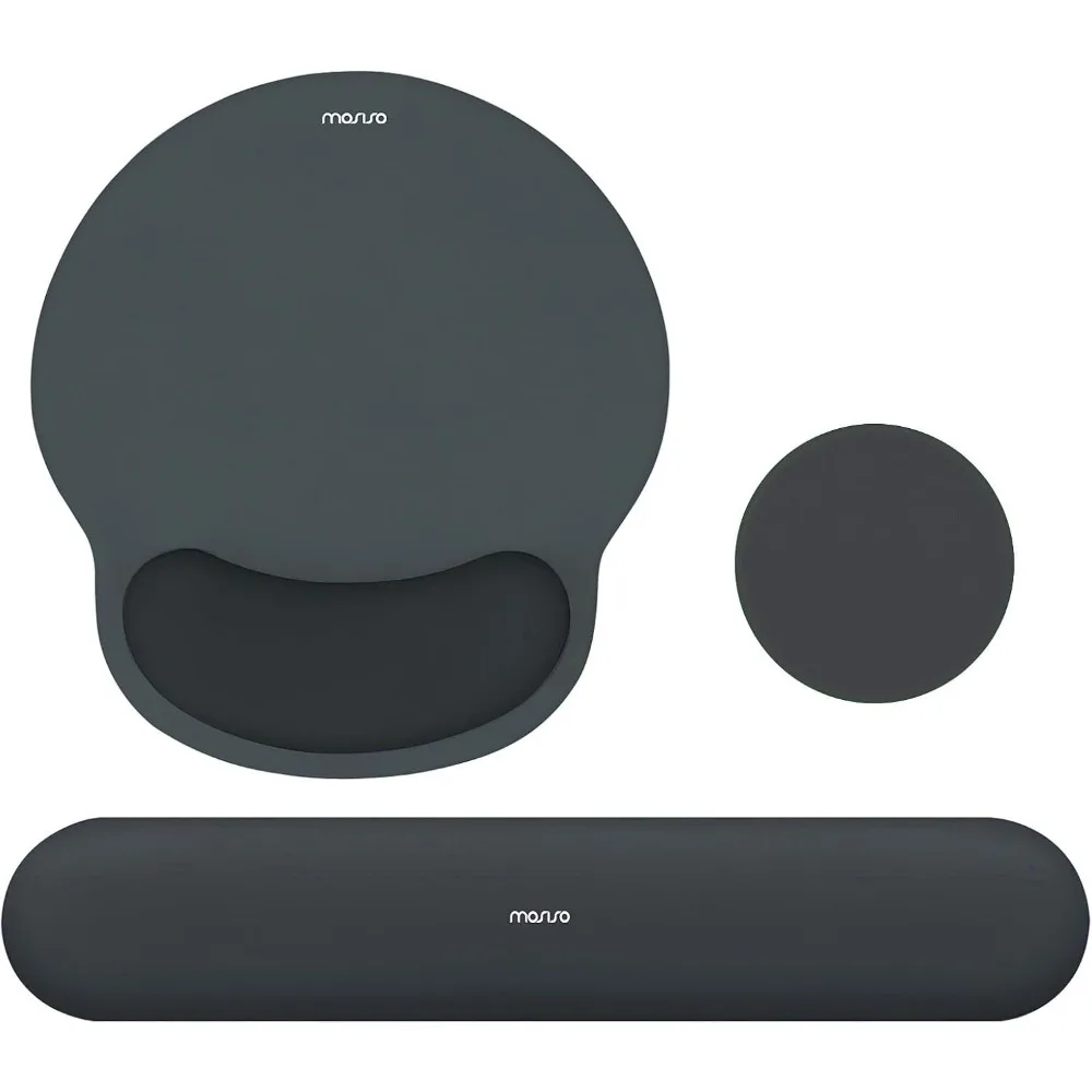 Ergonomic Wrist Rest Support for Mouse and Keyboard, Curved Non-Slip Pad for Pain Relief and Easy Typing in Slate Gray