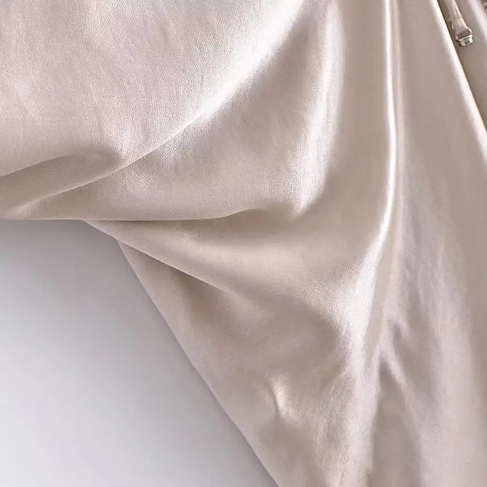 

Женское плиссированное платье средней длины, Элегантное Шелковое атласное Плиссированное Платье с V-образным вырезом, ассиметричное мешковатое платье с рукавом «летучая мышь» для выпускного вечера
