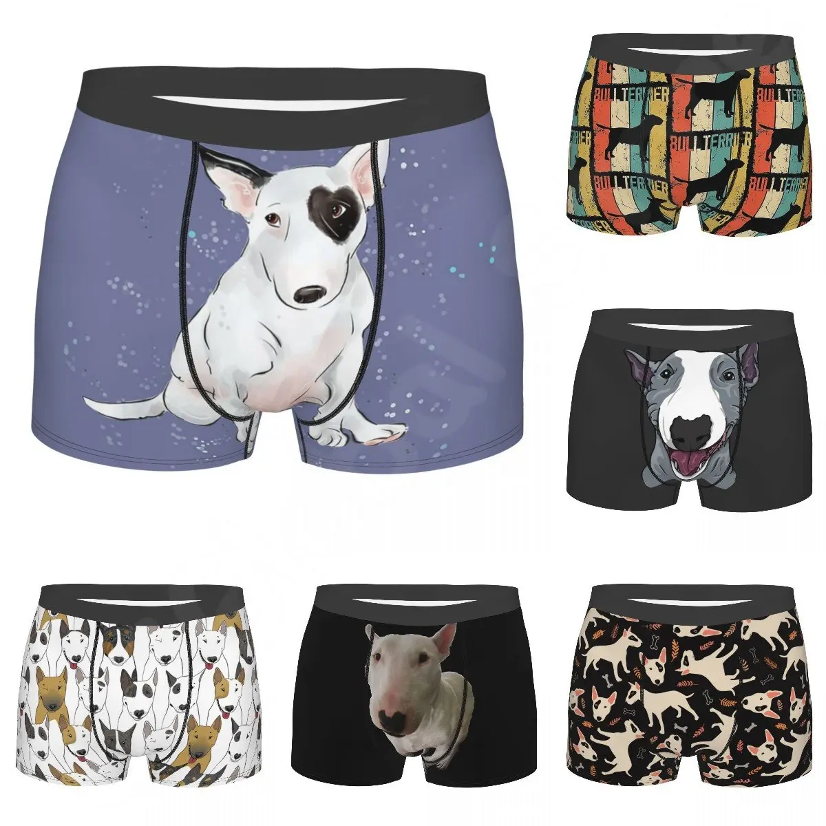 Humor Boxer Shorts Panties Men English Bull Terrier Dog Underwear Mid Waist Underpants for Homme