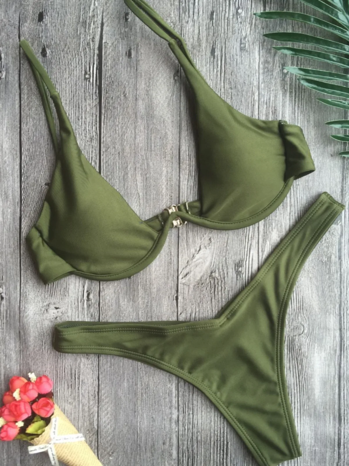 Bikini Set Women\'s Sexy Underwire 2-piece Swimsuit High Waist V-neck Suspender Backless Summer Beach Swimwear Monikini 2025 New
