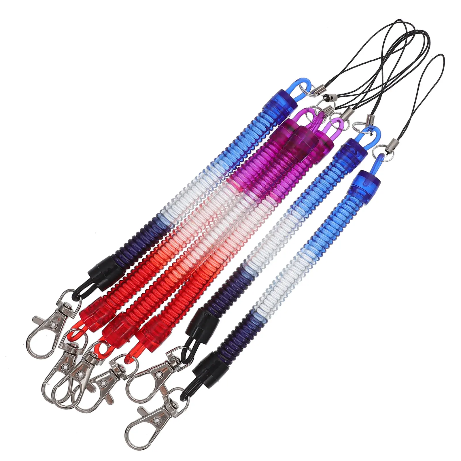 

6 pcs Anti-Loss Elastic Spring Rope Durable Keychains Outdoor Spiral Coil Retractable Phone Holder Colorful Clasp Camping Hiking