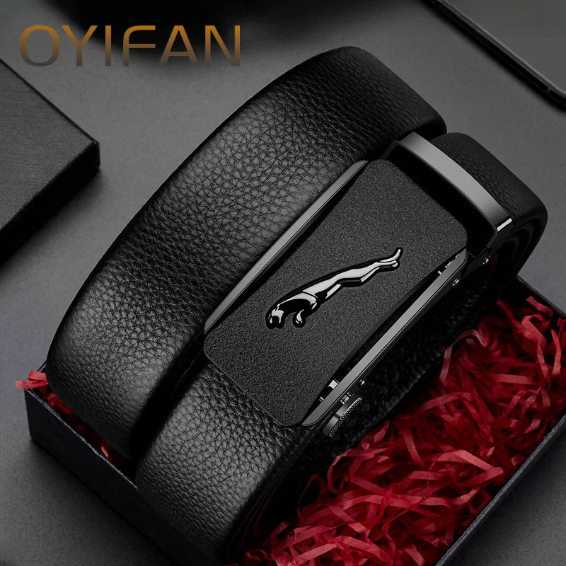 OYIFAN Men's Belt Business Luxury Designer Brand Genuine Leather Belts Jeans Automatic Adjustable Alloy Buckle Waist Straps Belt