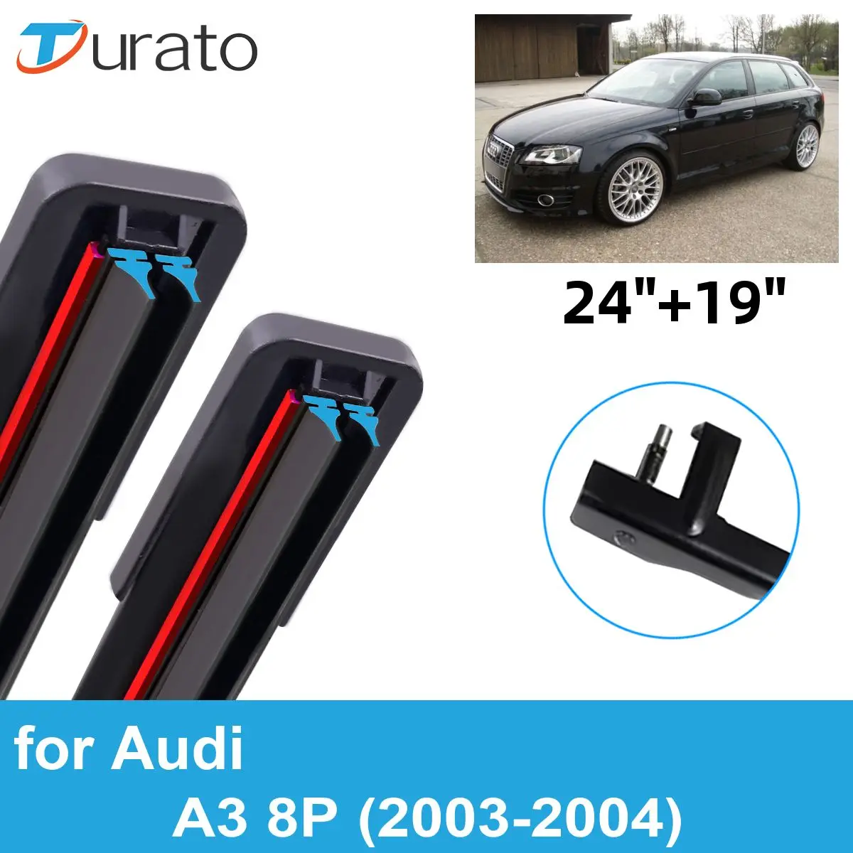 

2PCS Car Wiper Blades for 2003-2004 Audi A3 8P Front Windscreen Windshield Wipers Double Rubber Car Accessories 2003 2004