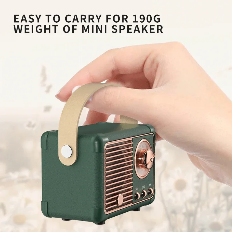 

Portable Retro Bluetooth 5.0 Speaker Wireless Mini Loudspeaker Sound System Stereo Music Surround Subwoofer TF AUX NO Radio