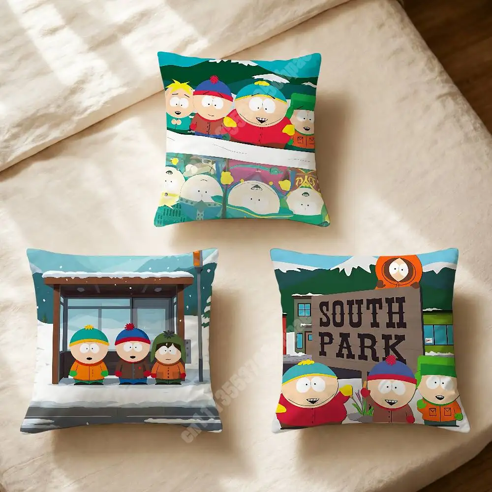 S-South P-Park Stan Kyle Cartman Kenny Printed Pillow Cover Sofa Couch Cozy Holiday Party Furnishing Household Gift