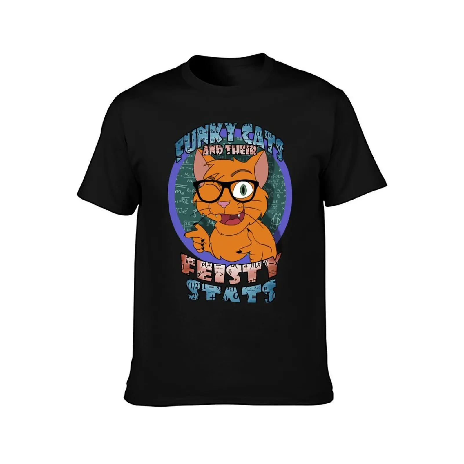 Funky Cats and their Feisty Stats T-Shirt Stylish Print Short Sleeve Tee T-Shirt