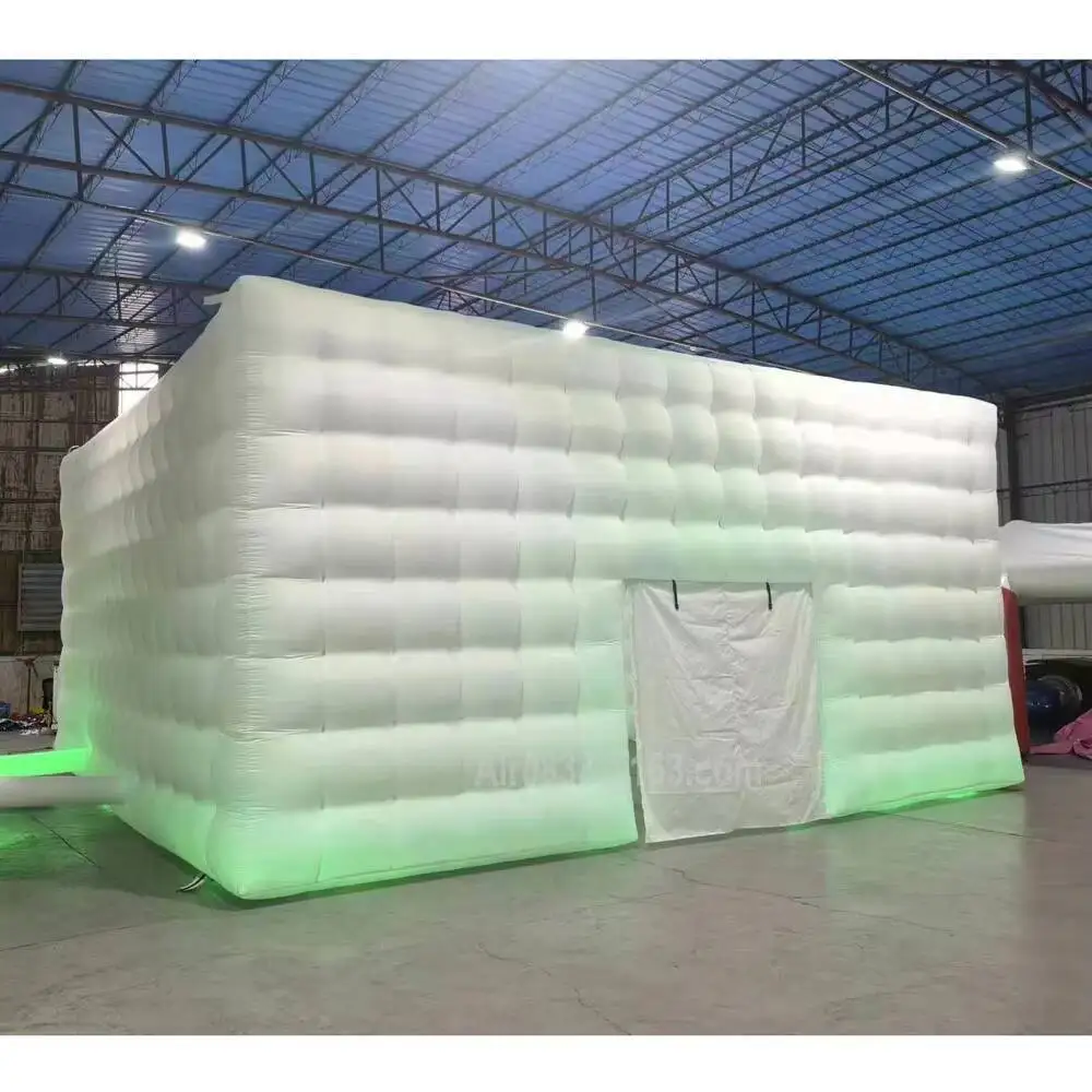 

8X8x4m большой белый надувной ночной клуб дискотека куб свадебная палатка квадратная беседка укрытие для мероприятий портативный павильон
