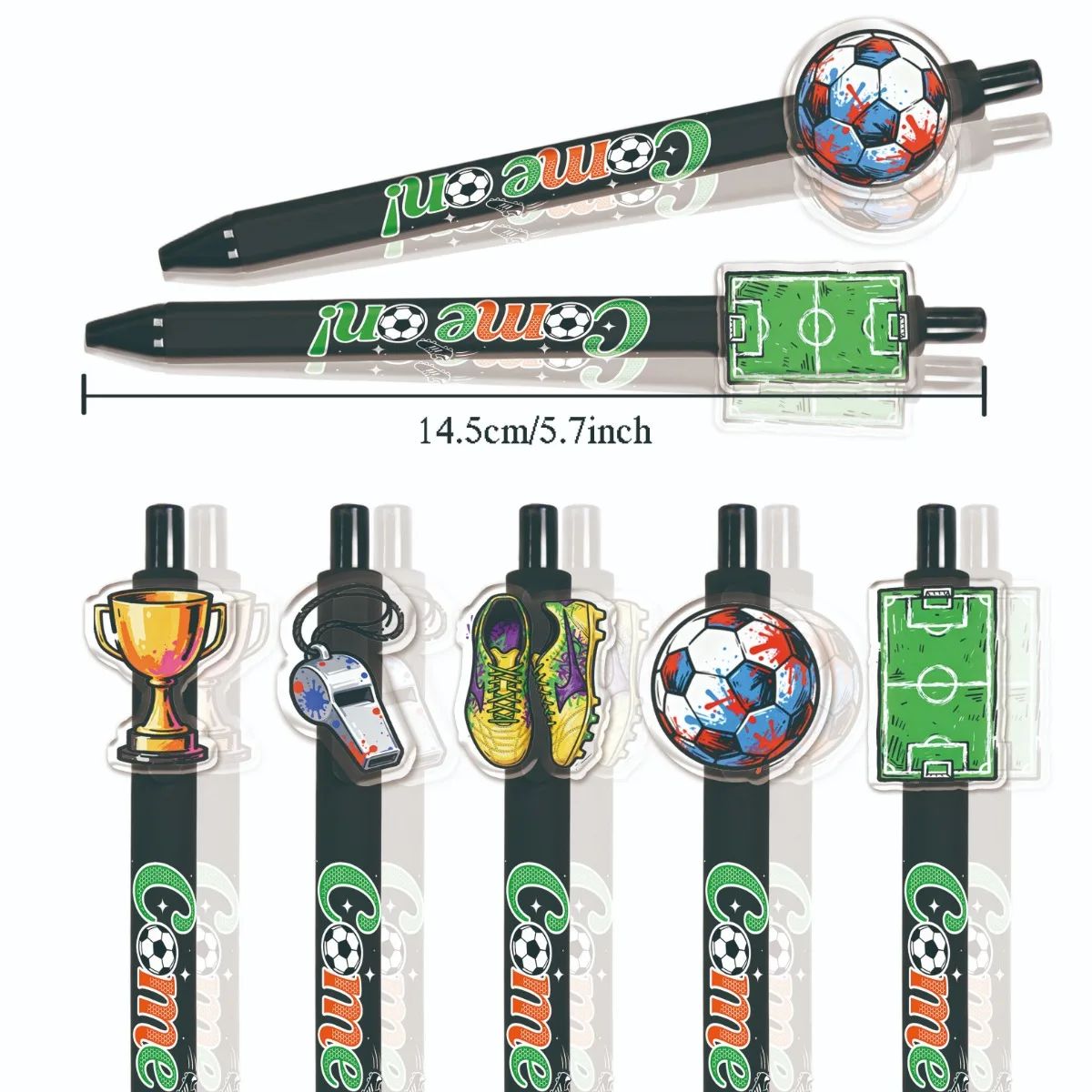 5PCS/10PCS Football-Themed Ballpoint Pens Student Writing Pens Click-Pen Portable Office Stationery for Football Lovers