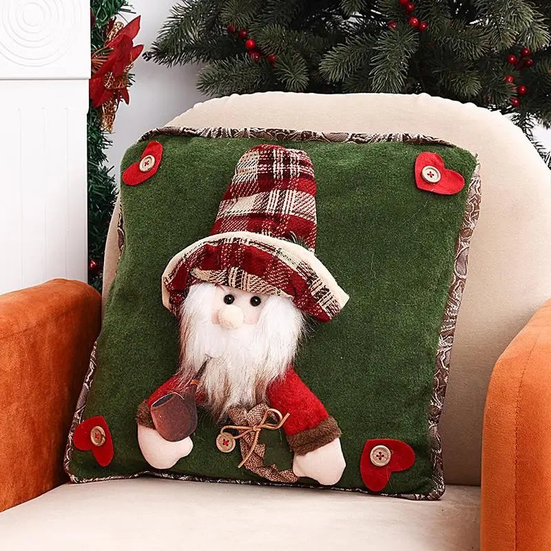 Christmas Throw Pillow Covers Christmas Pillowcase Christmas Cushion Case 16x16inch 3D Cute Christmas Cushion Case Christmas