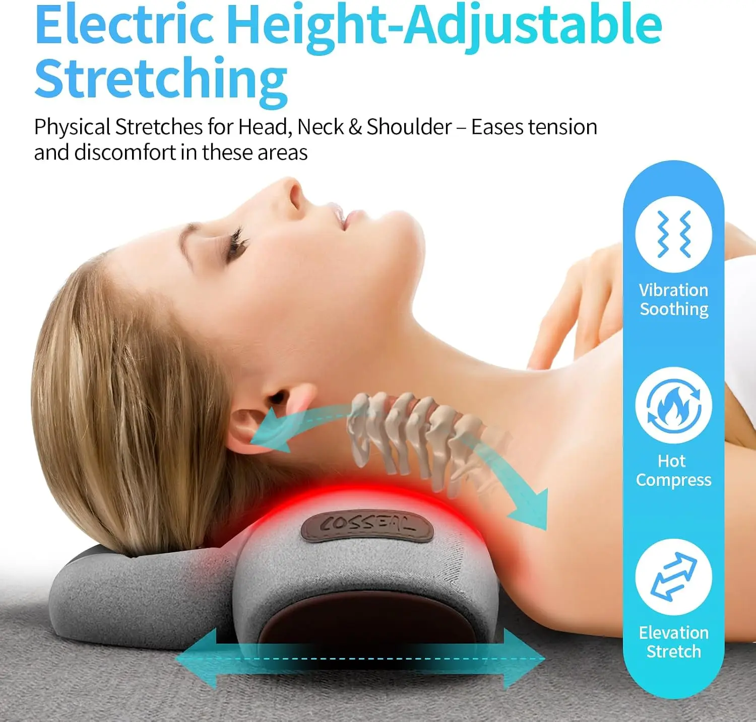 3-in-1 Neck Massager Pillow,Cervical Pillow，Memory Foam Pillows，3D Ergonomic Cervical Pillow for Neck Back Shoulder Pain Relief
