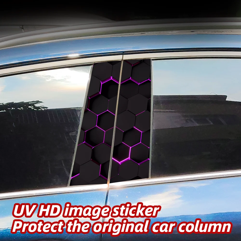 Honeycomb Car Stickers Funny Auto B Pillar Waterproof Decoration DIY Cover Car Doors Pillar Sunscreen Decals Auto Accessories