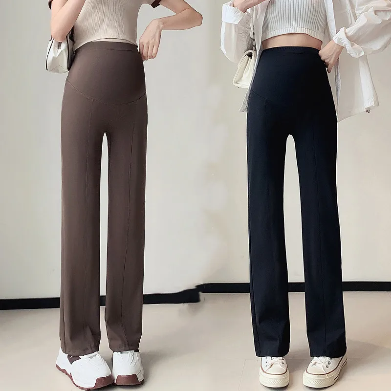 

Maternity Pants Spring Autumn Clothes For Pregnant Women 2024 New Out Wear Fashion Stright Solid Casual Pregnancy 9/10 Leggings