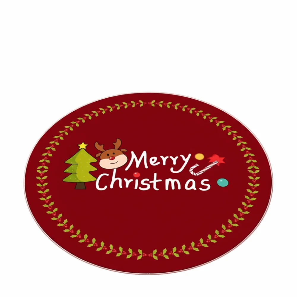 60/80CM Santa Claus Round Christmas Rug Anti-Slip Water-Absorbent Christmas Tree Circular Carpet Thick Washable Xmas Floor Mat