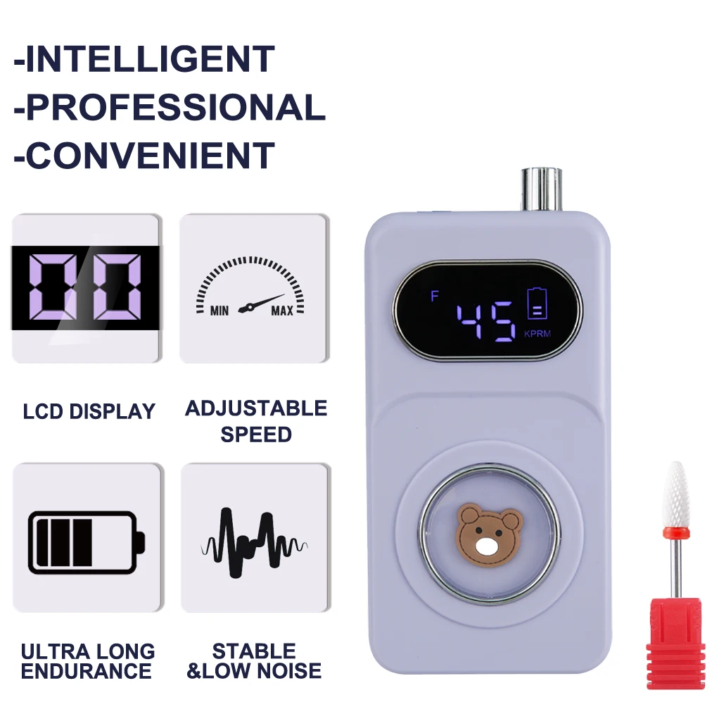 Nuovo 45000 giri/min Mini portatile trapano per unghie Set ricaricabile elettrico a basso rumore levigatrice per unghie per strumento salone di manicure