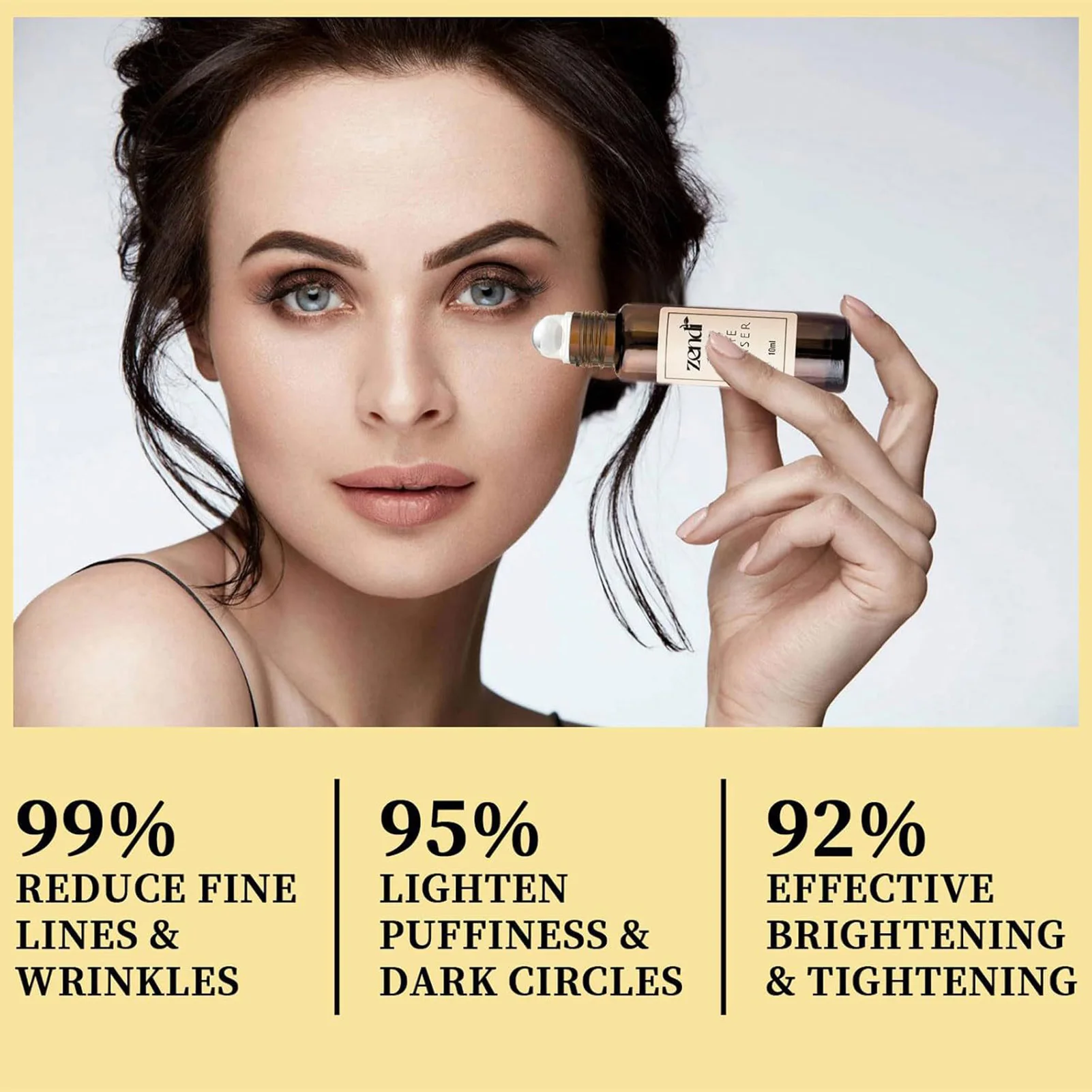 Zendi Time Eraser Rollerball Castor Oil Moisturizing Massage Serum Tightens Eye Roller for Dark Circles and Puffiness