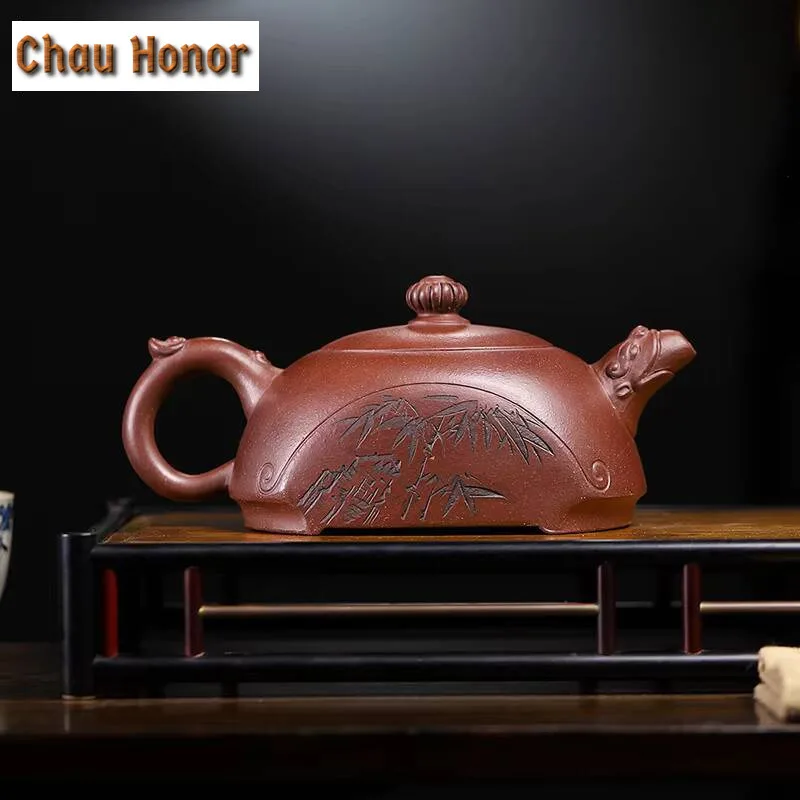 420ml Chinese Yixing High-end Purple Clay Teapots Large Capacity Kettle Famous Handmade Half Moon Tea Pot Raw Ore Zisha Tea Set
