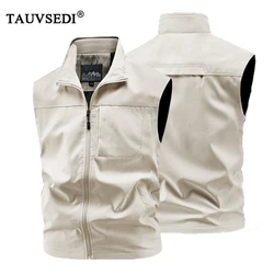 Men Outdoor Cargo Breathable Sleeveless Vest Mens Tactic Casual Fish Vests Coats Man Pockets Sport Loose Cardigan Vest Waistcoat