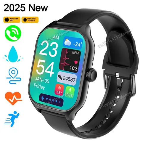 Reloj inteligente para exteriores para hombres y mujeres, pantalla HD de 2,01 pulgadas, frecuencia cardíaca, llamadas Bluetooth, seguimiento GPS, modo deportivo resistente al agua, reloj inteligente con esfera DIY