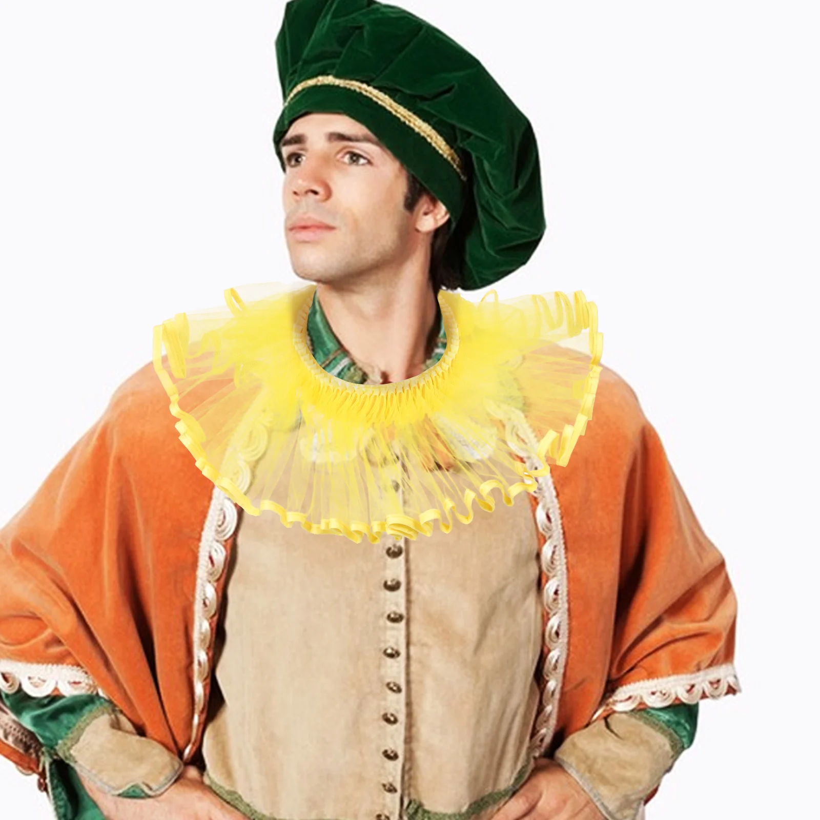 Vintage Ruffled Collar Detachable Tulle Neck Ruff For Renaissance Medieval Clown Costume Cosplay Party Fashion Accessory