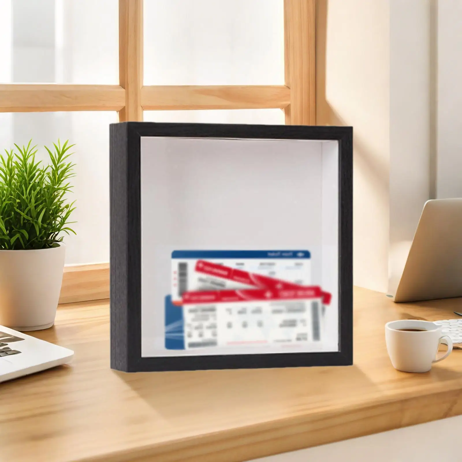 Shadow Box Frame with Glass Deep Wooden Storage Case Memory Organizer for Travel Tickets Souvenirs