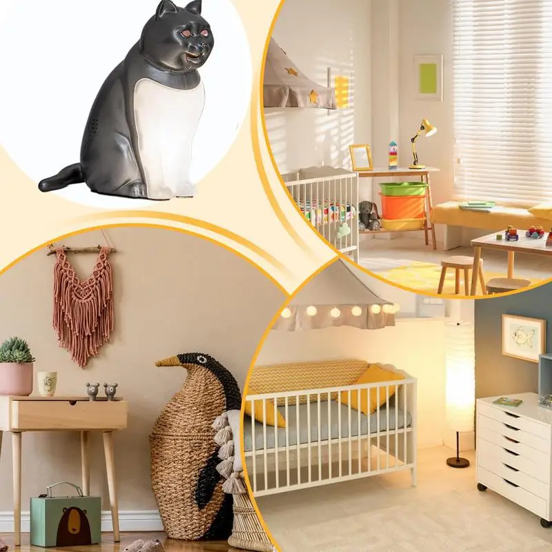 Lámpara de mesa para gatos, luz nocturna de escritorio con aromaterapia, carga USB, efecto de sonido, lámpara de noche para gatos para dormitorio, temperatura de Color ajustable