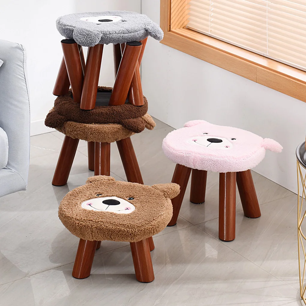 

Solid Wood Stool Footrest Sofa Chair Footstool Ottoman Fashion Fabric Living Room Household Hallway Gifts Dark Color