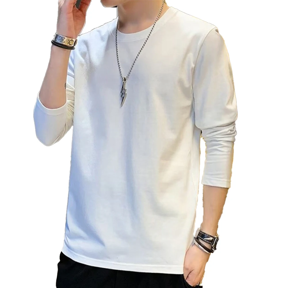 

Для повседневного использования на все сезоны Черный пуловер с круглым вырезом Всесезонный стиль с длинными рукавами Мужская одежда Полиэфирная ткань