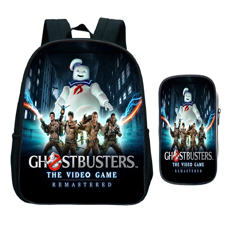 Sac à dos Ghostbusters pour enfants, sac à crayons, sac de maternelle pour enfants, sacs d'école étanches, sacs à dos College de dessins animés, jeu chaud, ensemble de 2 pièces