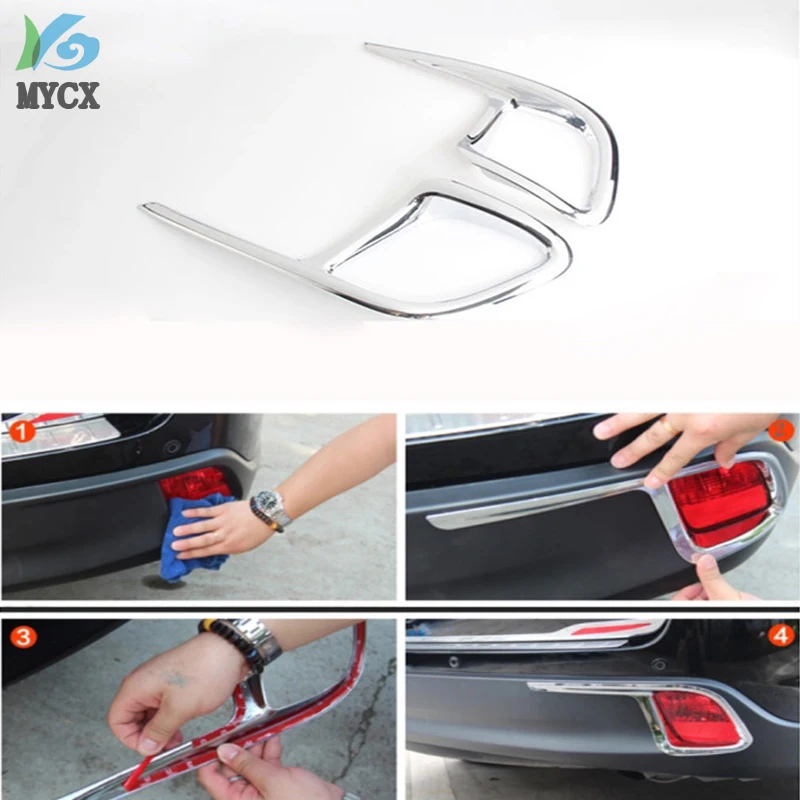 

ACCESSORIES FIT FOR TOYOTA HIGHLANDER KLUGER 2014-2016 CHROME REAR BUMPER FOG LIGHT COVER LAMP REFLECTOR TRIM MOLDING