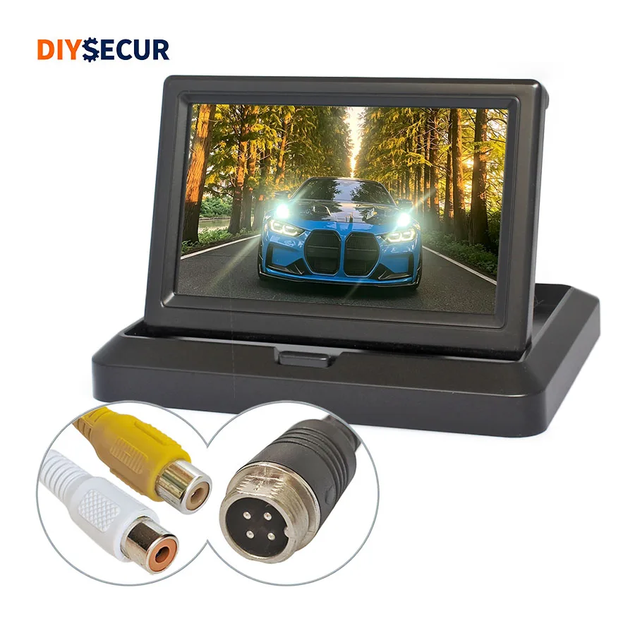 DIYSECUR 5inch IPS AHD Foldable Rear View Car Monitor RCA/4PIN Support 720P 1080P AHD CVBS Car Camera Backup Monitor