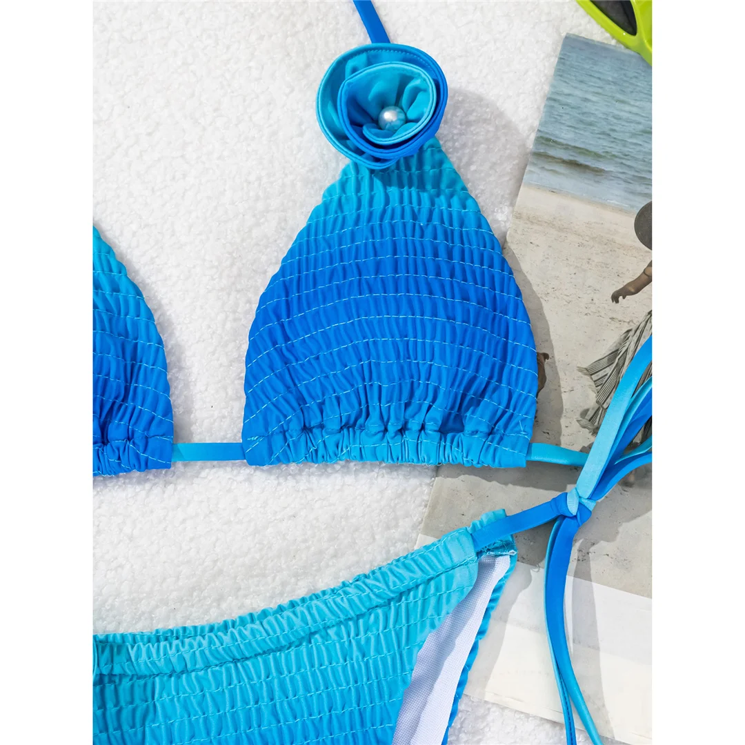 3D-Blumen-Neckholder-Bikini mit Raffungen, zweiteiliger Badeanzug für Damen, Badebekleidung, Badeanzug, Badebekleidung, Badeanzug V6221 – Detail 19