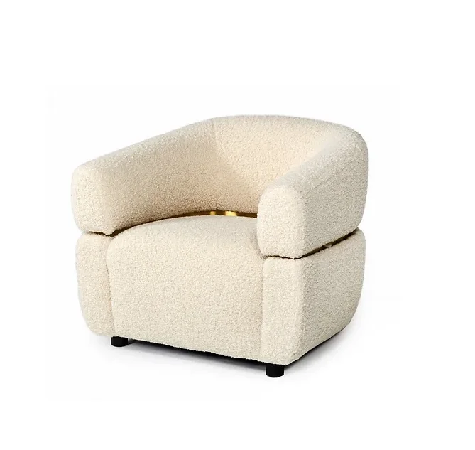 Newest Luxury Living Room Accent Chair Gold Stainless Steel Leisure Teddy Fur Single Sofa Chair for Home Hotel