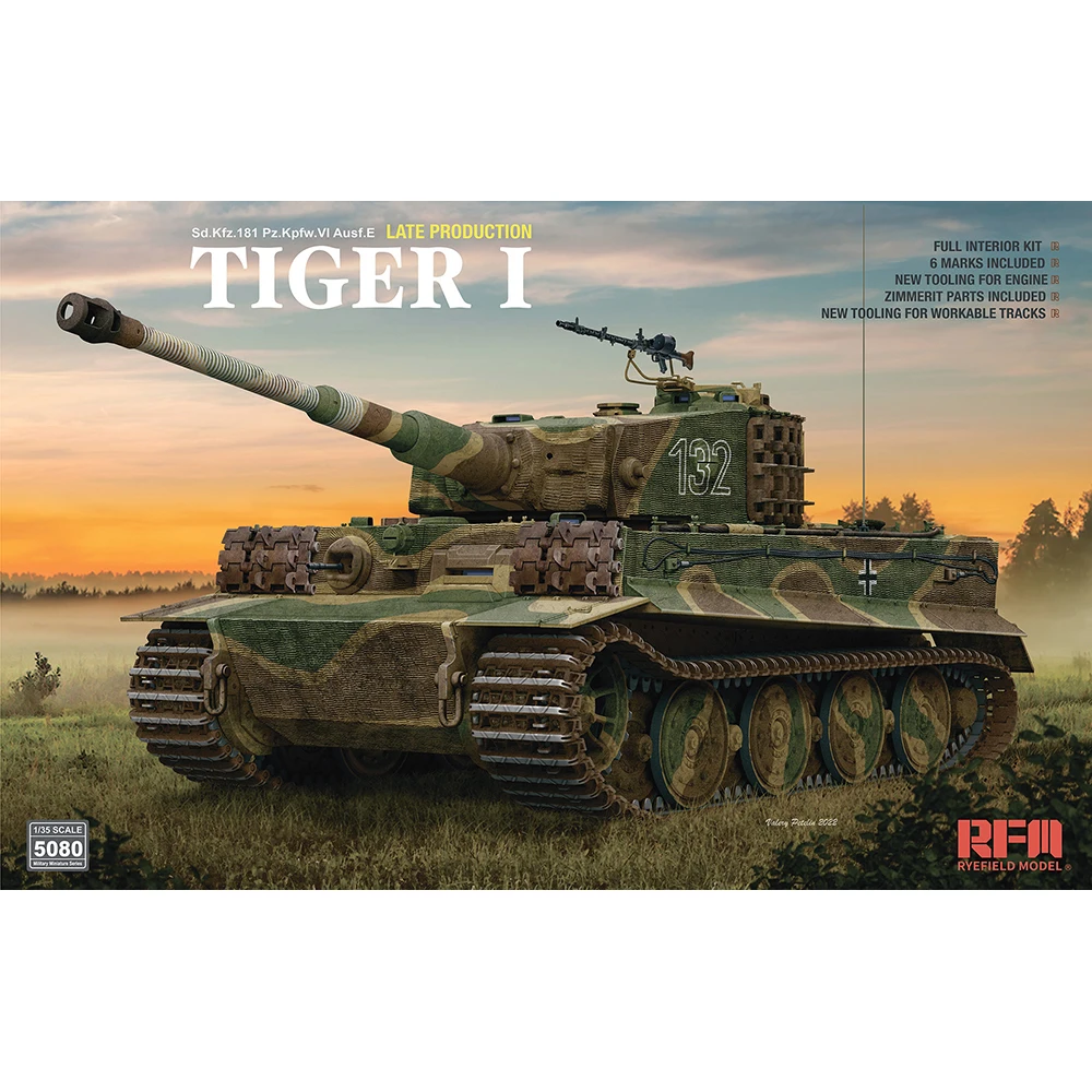 w/Fully Interior [Ryefield Model] RFM RM-5080 1/35 Tiger I Late Production w/Zimmerit (Plastic Model Kit)