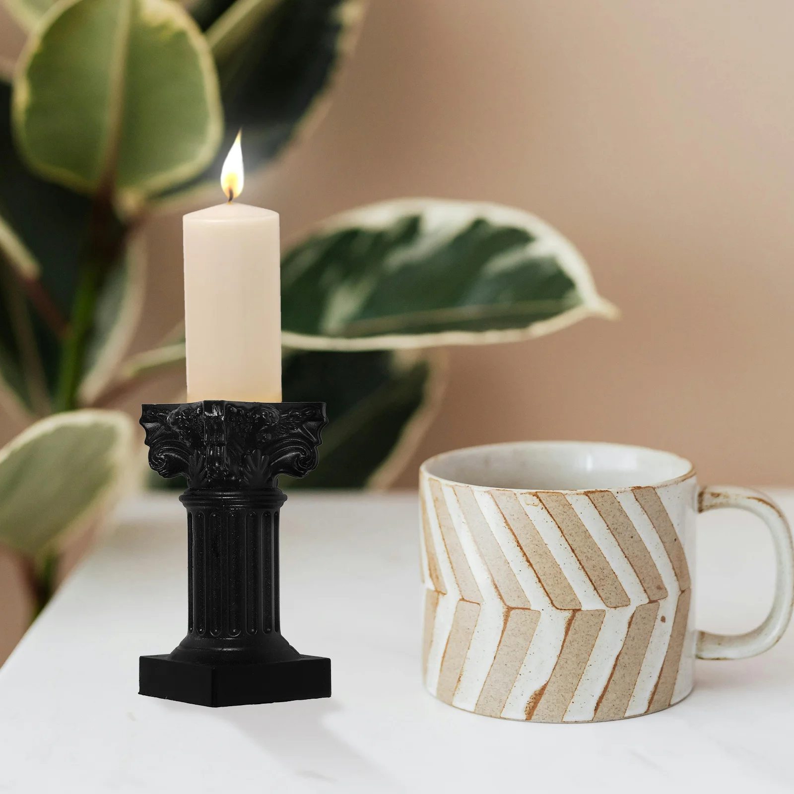 

2Pcs Resin Holder Roman Pillar Column Statue Desktop Stand Decorative Ornament for Bedroom Kitchen Decor