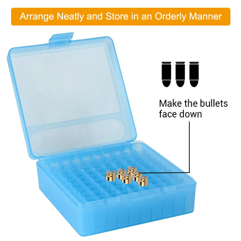 50/100 Rounds Tactical Bullet Box 9mm/.223/.38Super Pistol Rifle Ammo Carry Storage Box Flip-Top Bullets Case Hunting Accessory