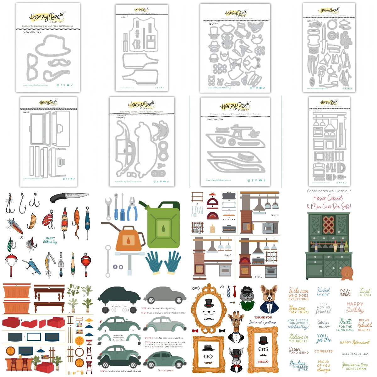 Muscle Car  Vintage Bug 2026 New Metal Cutting Dies And Stamps DIY Scrapbooking Card Stencil Paper Cards Handmade Album Stamps