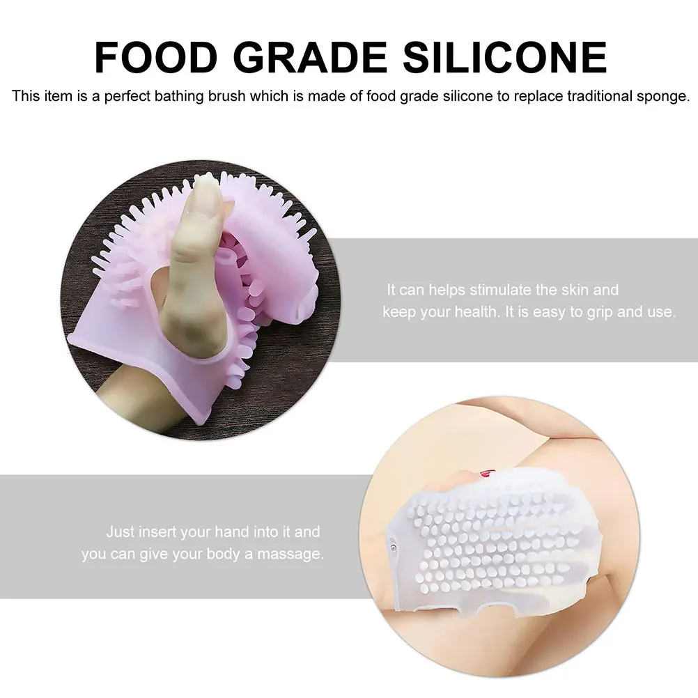 

2pcs Exfoliating Gloves Silicone Stretchable Scrubbing Scrubbing Shower Glove Mitt For Body Shower Dead Skin Removal Tool