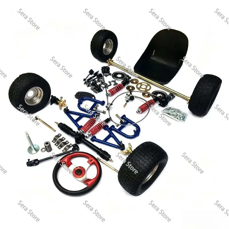 Modified Kart, Homemade Four-wheeler with Colored Steering Wheel, 1-meter Steering Rear Axle, Full Set of Accessories