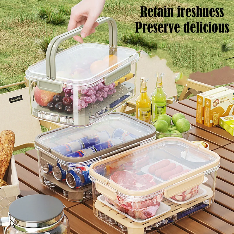 Portable Crisper Multi-Grain Vegetable Refrigerator Crisper Bento Box Outdoor Picnic Basket Snack Fruit Storage Box