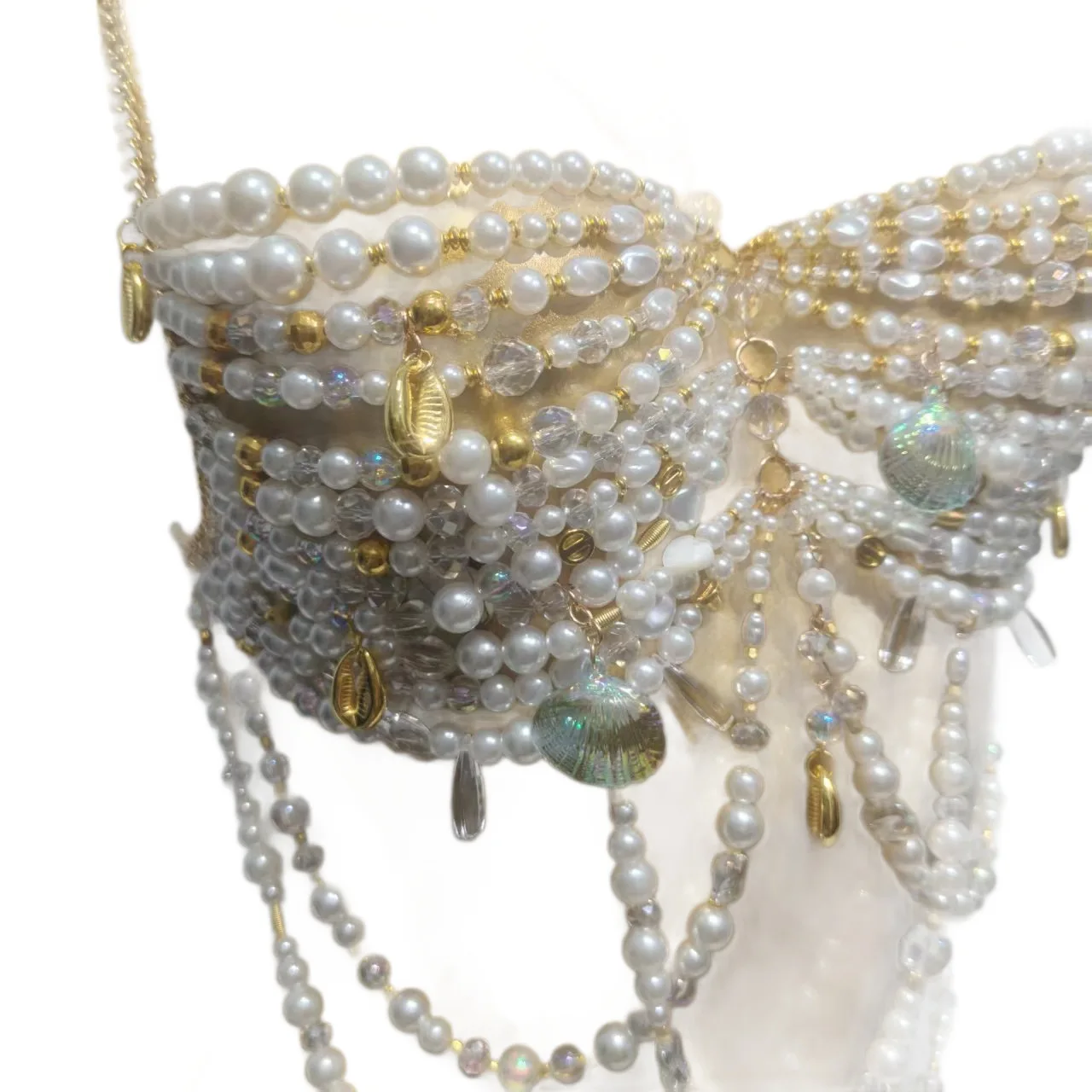 European And American Style Handmade Beaded Tassel Chest Chain Tank Top, Women'S Beach Party Sexy Body Beaded Top Popular